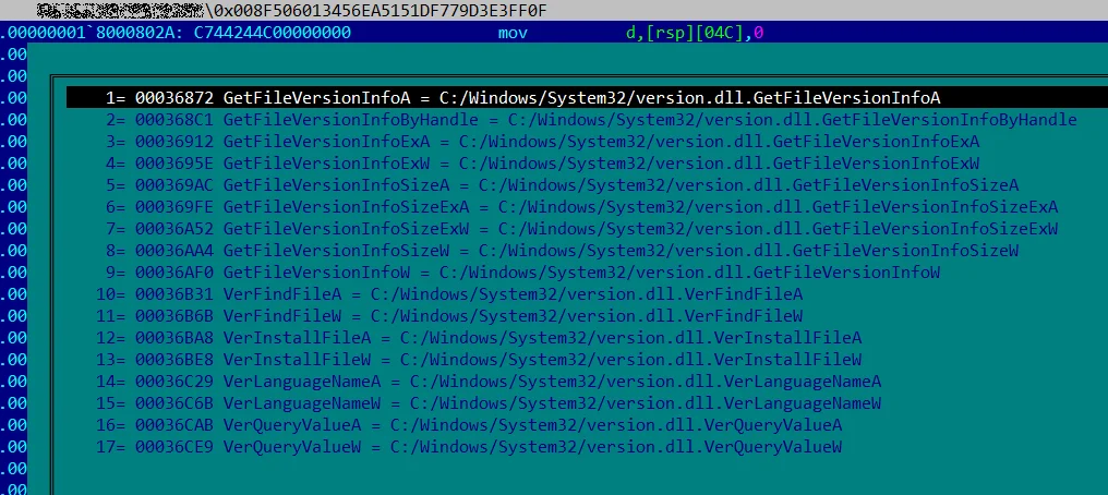 List of functions exported by TCESB
