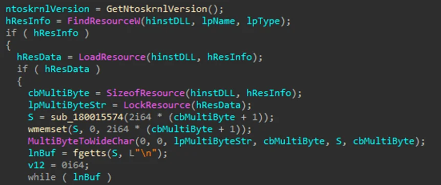 Snippet of the function for getting and reading a CSV file from TCESB resources