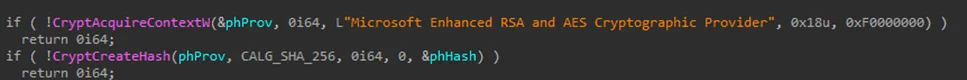 Snippet of code for determining the encryption algorithm